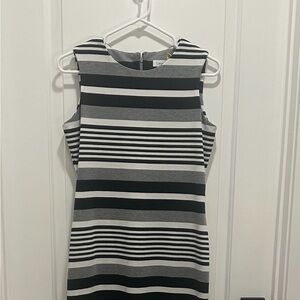 Calvin Klein Striped Black and White Midi Dress